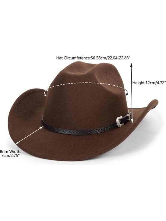 Women 06-Brown Polyester Premium Classic Fedora Hat with Buckle Belt (Size:M-L) main image 5